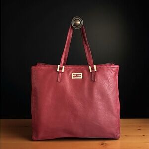 Elegant Red Leather Tote Bag